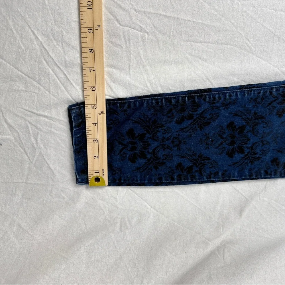 Free People Womens‎ Size 27 Floral Damask Print Jeans Denim Blue Black